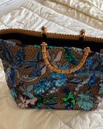 Blauw en riet, Handtassen en Accessoires, Tassen | Damestassen, Ophalen, Gebruikt, Blauw, Shopper