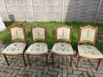 4 antieke stoelen met borduursel – elegant & stevig, Ophalen