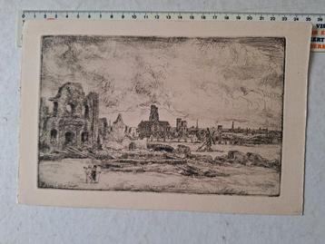 Ets Willem Linnig junior Landschap met ruïnes en kerken beschikbaar voor biedingen