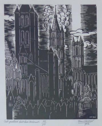 FRANS MASEREEL / GENTS GROOTSHEID / HOUTSNEDE / 69x54cm KAD beschikbaar voor biedingen
