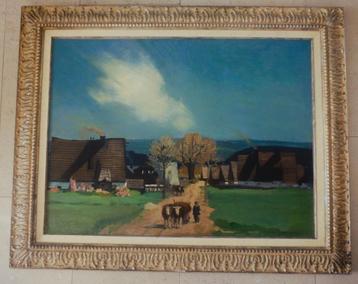 GROOT) Landschap, huizen, boer en vee 1934 - Europese School beschikbaar voor biedingen