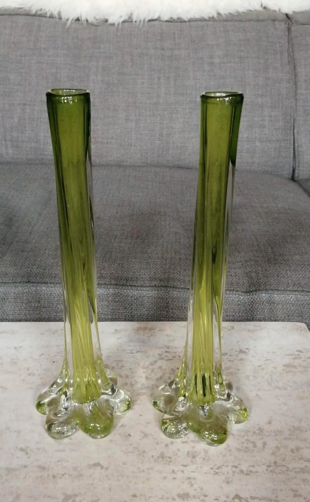 set van 2 glazen vintage vaasjes Art Deco, Antiek en Kunst, Curiosa en Brocante, Ophalen
