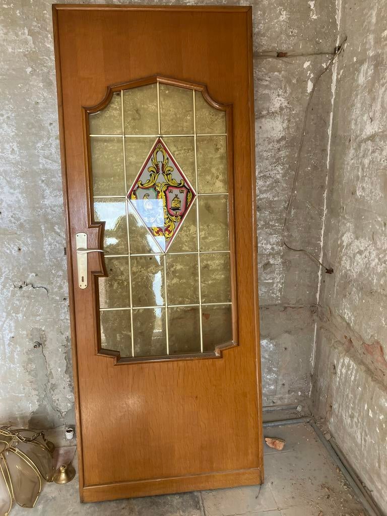 Deur met glas in lood, Ophalen, Zo goed als nieuw, Glas