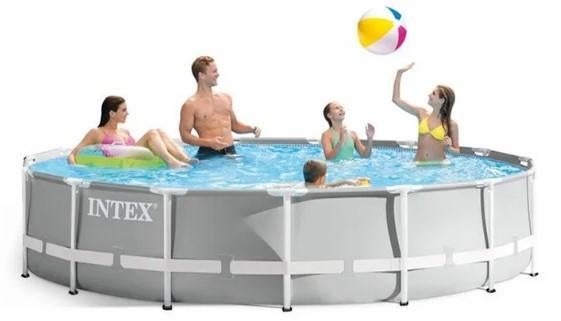 Zwembad INTEX 4m57 met filter-pomp + zouthydrolyse + ladder, Ophalen, Gebruikt, 80 tot 120 cm, Rond