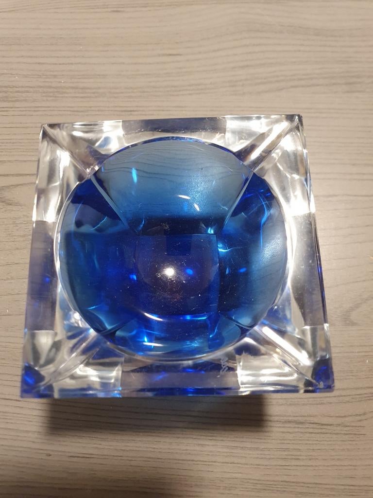 Mooi gekleurd dik glas 9.5cm.op 9.5cm hoogte6.5 mooiestaat, Antiek en Kunst, Ophalen of Verzenden