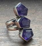 Antieke ring van 925 zilver en amethist uit 1940, Handtassen en Accessoires, Antieke sieraden, Ophalen of Verzenden, Zilver, Ring