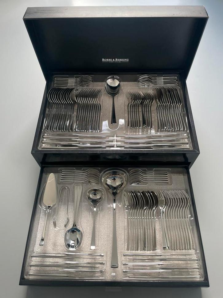 Luxe Robbe & Berking Edelstahl bestekset in originele case, Maison & Meubles, Cuisine | Ustensiles de cuisine, Neuf, Enlèvement