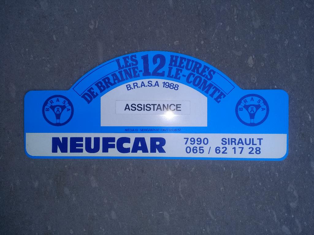 3 Service Rallyplaten - 12 Uren Braine-le-Comte '88 '89 '91, Enlèvement ou Envoi, Utilisé
