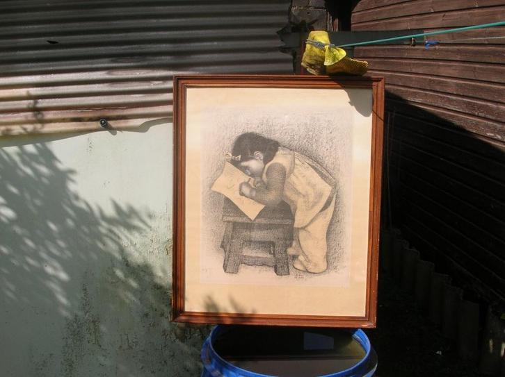 GESIGNEERD LÉON DEVOS (PETIT-ENGHIEN 1897-1974), Antiek en Kunst, Kunst | Litho's en Zeefdrukken, Ophalen of Verzenden