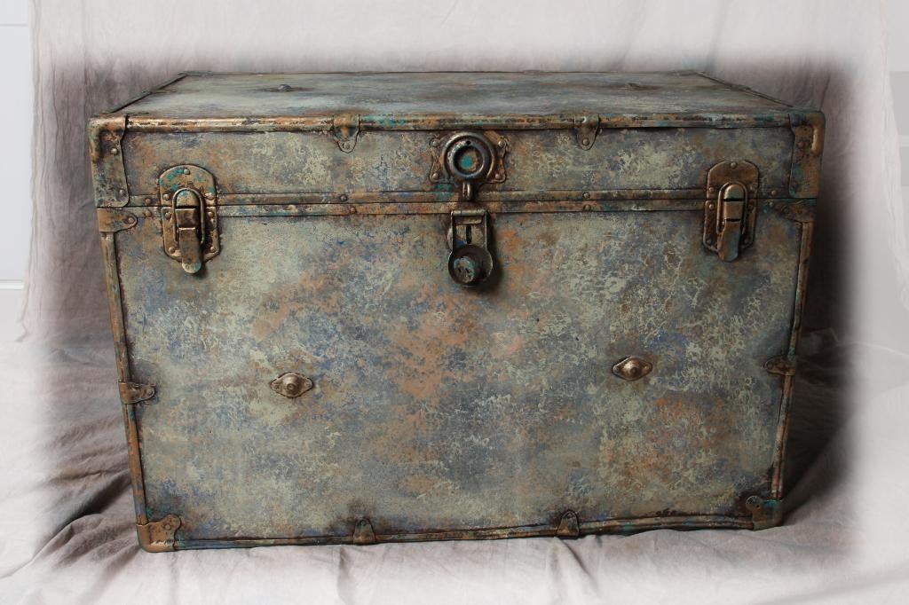 grote metalen koffer, uniek bewerkt, Gebruikt, 50 tot 100 cm, 50 tot 75 cm, 50 tot 75 cm