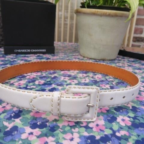 Riem leder wit Just Campagne - lengte 92 cm - br 3 cm, 3 tot 5 cm, 90 tot 100 cm, Tailleriem, Ophalen of Verzenden