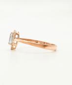 Nieuwe!! Gouden Ring 14k Rosé - Aquamarijn 1ct & Diamant, Ophalen, Zo goed als nieuw, Goud, Goud