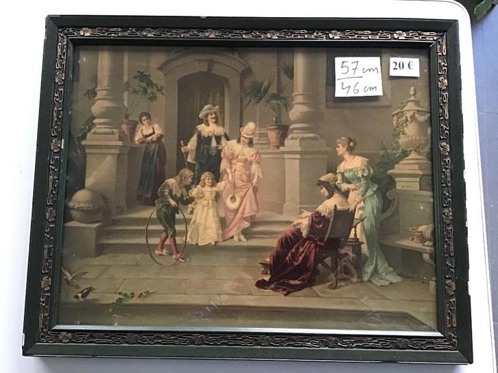 2 antieke ingekaderde posters van minstens 100 jaar oud, Verzamelen, Posters, Zo goed als nieuw, Ophalen of Verzenden