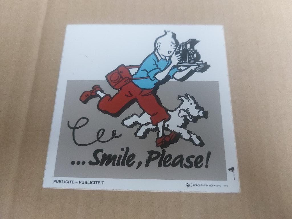 Sticker Kuifje glimlacht, alsjeblieft, Boeken, Ophalen of Verzenden, Zo goed als nieuw