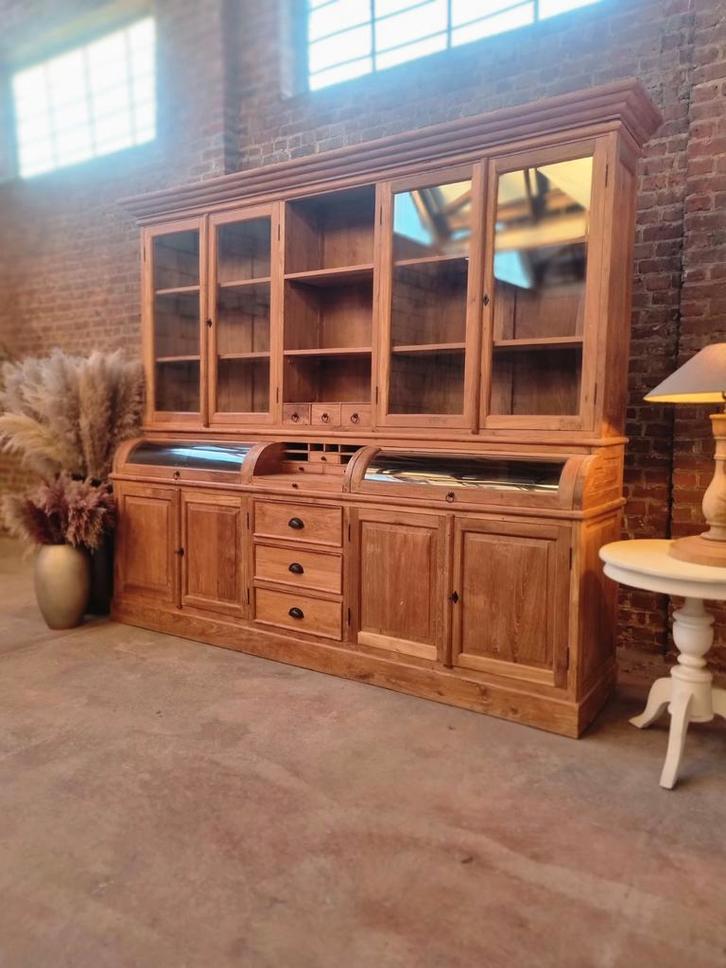 Buffet/armoire à meules en teck LIVRAISON GRATUITE, Maison & Meubles, Armoires | Buffets, Comme neuf, 200 cm ou plus, 200 cm ou plus