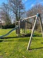 Grote houten speeltoestel combinatie — volledig uitgerust, Ophalen, Zo goed als nieuw, Glijbaan