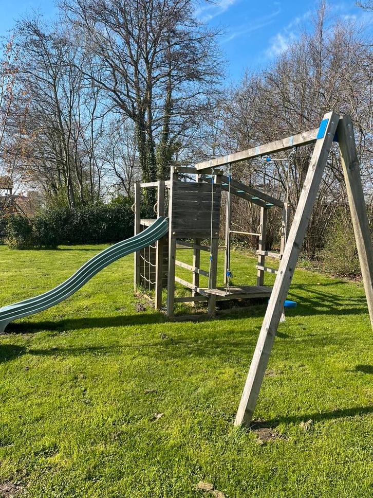 Grote houten speeltoestel combinatie — volledig uitgerust, Kinderen en Baby's, Speelgoed | Buiten | Speeltoestellen, Zo goed als nieuw