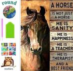 Diamond Painting paard met tekst 50x40cm (rond), Verzenden, Nieuw, Knutselwerk