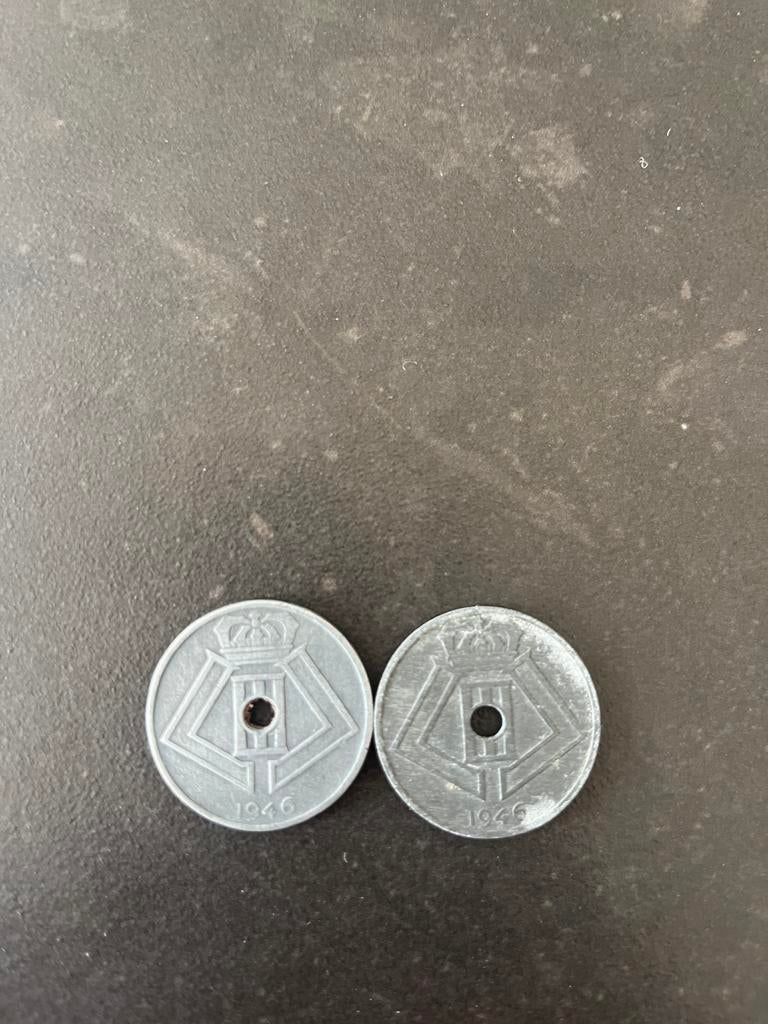 2 munten Belgische centiem 1946, Ophalen of Verzenden