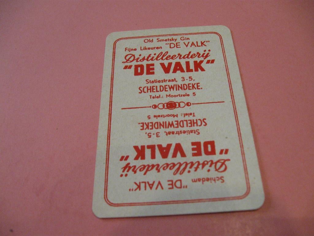 Oude speelkaart Distilleerderij De Valk Scheldewindeke (98), Ophalen of Verzenden, Zo goed als nieuw, Speelkaart(en)