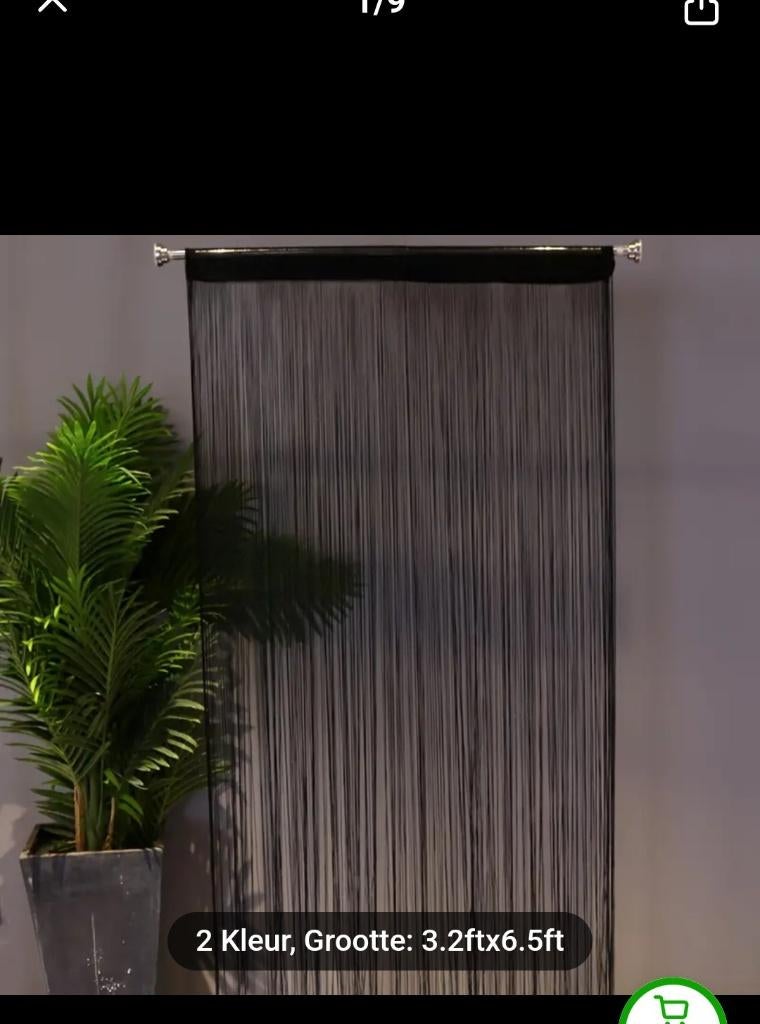 BINNEN HUIS DEUR GORDIJN ZWART NIEUW, Ophalen, Zwart, Nieuw, 50 tot 100 cm