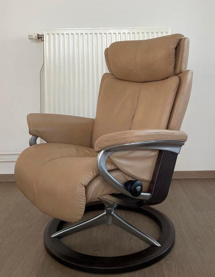 Stressless Lounge Fauteuil - Design Fauteuil, Huis en Inrichting, Fauteuils, Zo goed als nieuw, Hout, Leer, Metaal, 50 tot 75 cm