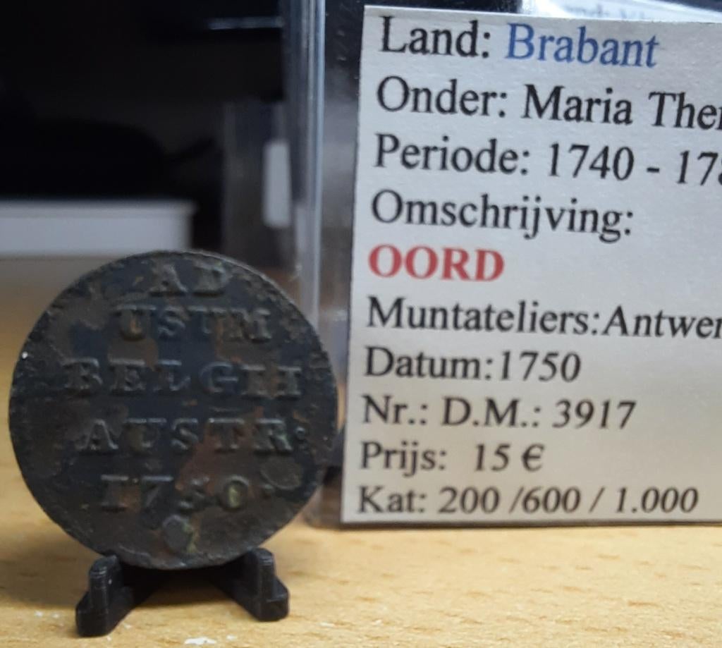 Oord - 1750 - Antwerpen - Maria Theresia - @15€, Postzegels en Munten, Munten | België, Ophalen of Verzenden, Overig, Losse munt