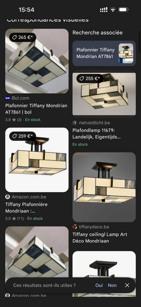 Lustres,plafonnier  tiffany 75 €la pièce.