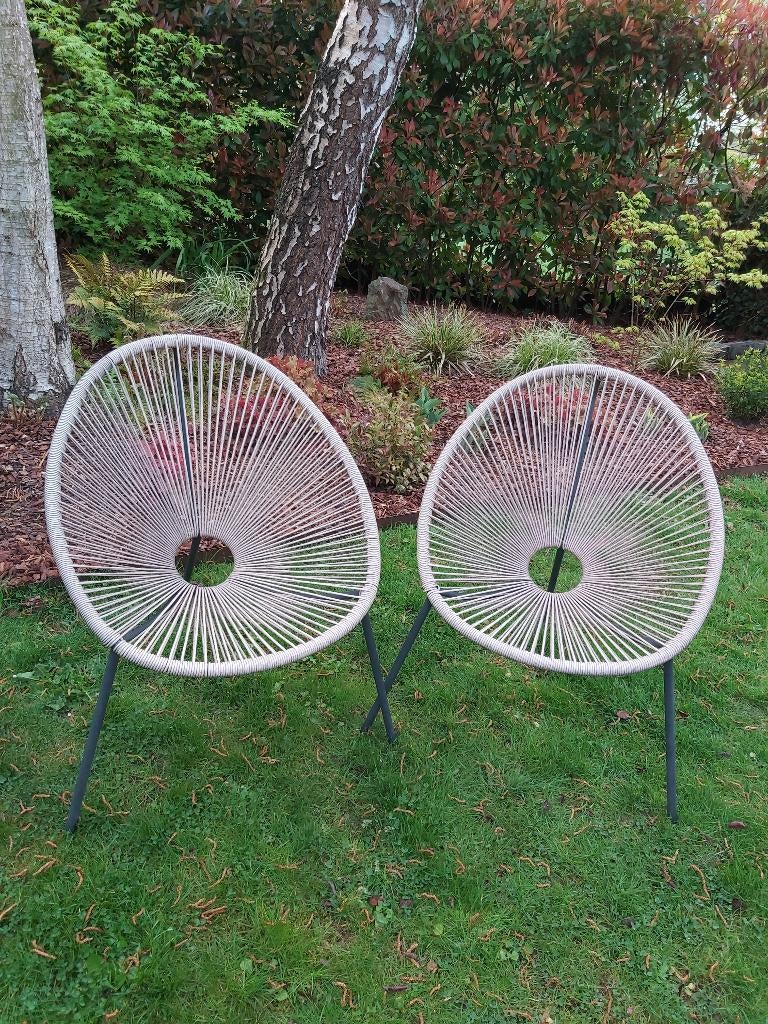 2 Fauteuils Acapulco, Jardin & Terrasse, Chaises de jardin, Comme neuf, Empilable, Enlèvement
