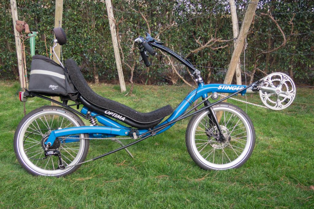 Vélo allongé Optima Stinger avec porte-charge double, Vélos & Vélomoteurs, Vélos | Vélos couchés, Autres marques, Enlèvement, Utilisé