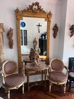 Antieke grote barok spiegel+tafeltje en stoelen voor bv Hal, Enlèvement