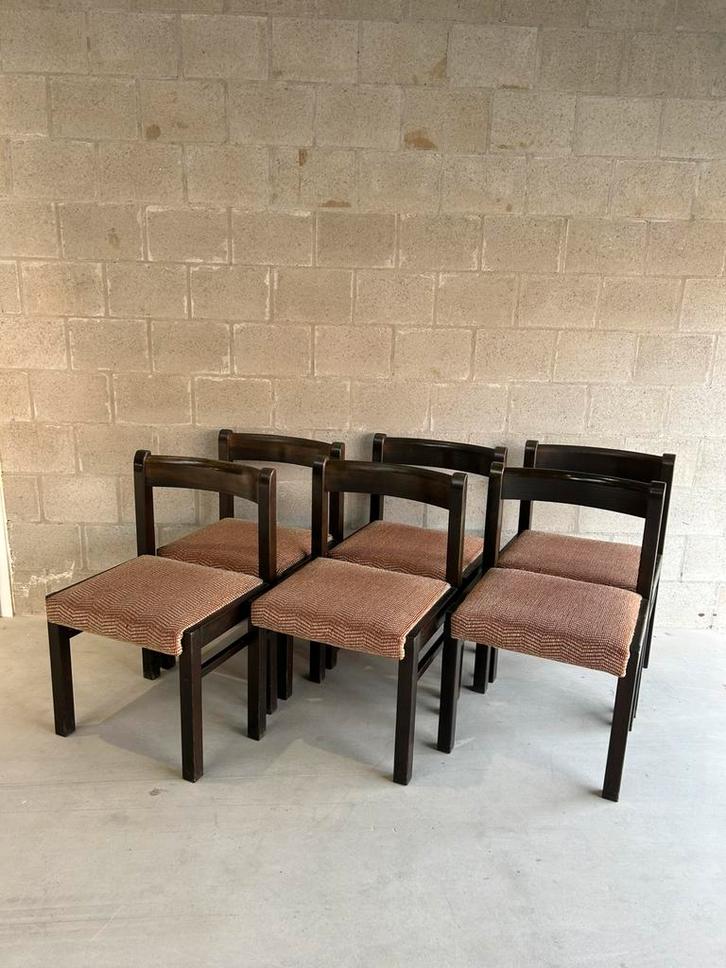 Brutalistische Mid Century Modern Eetkamerstoelen, Maison & Meubles, Chaises, Comme neuf, Bois, Enlèvement ou Envoi