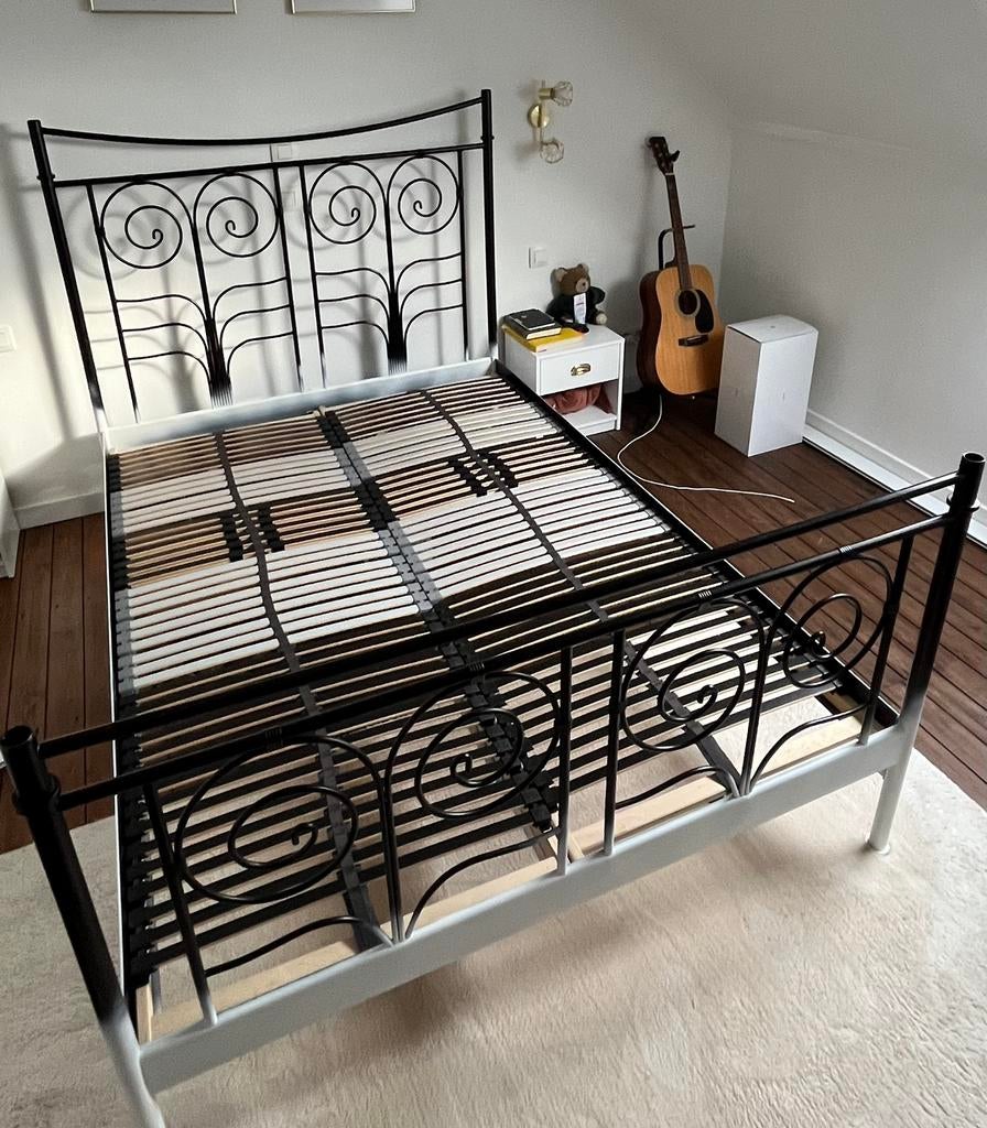 Lattenbodem LEIRSUND en bedframe 140x200, Enlèvement, Comme neuf, Blanc