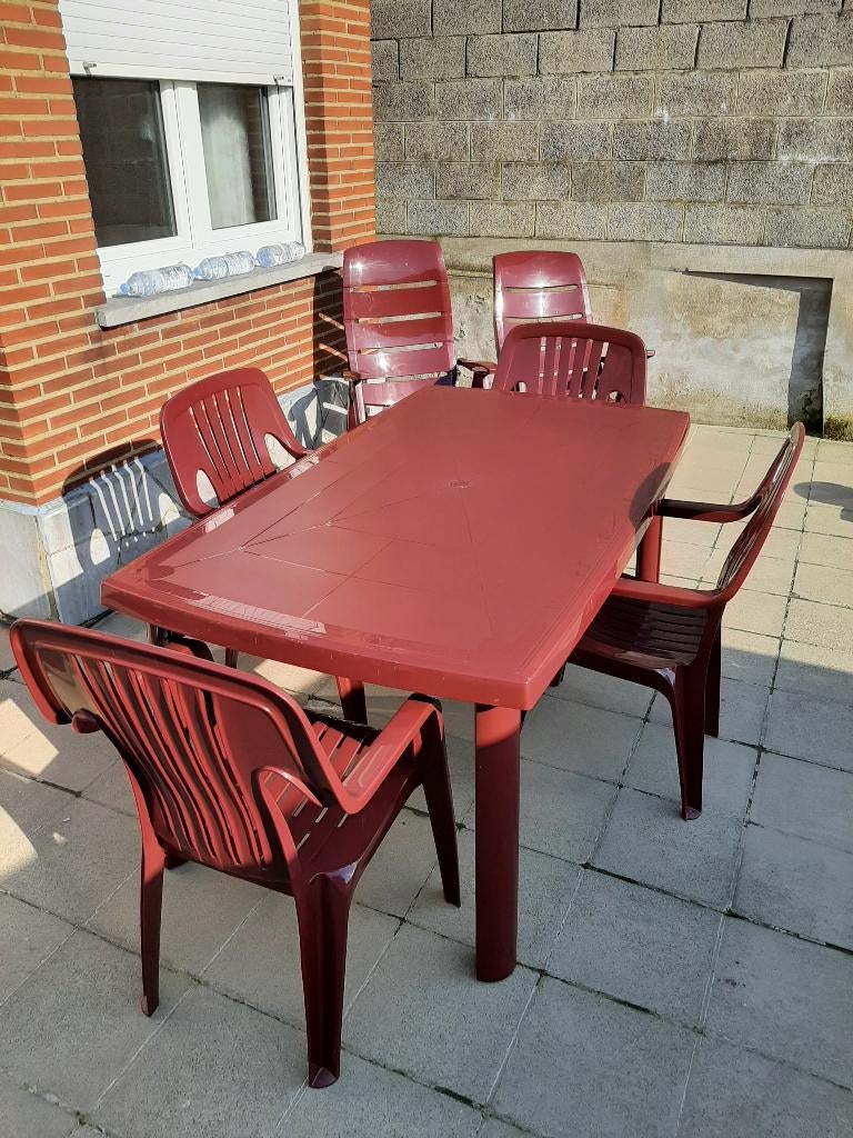 Meubles de jardin : table, 4 chaises, 2 chaises relax CURVER, Jardin & Terrasse, Enlèvement, Utilisé, Autres matériaux, Sets de jardin