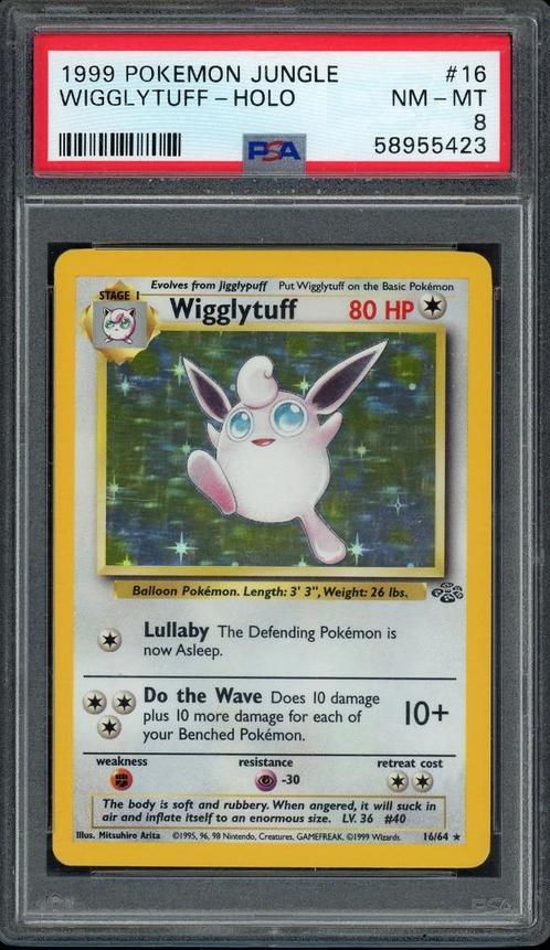 Wigglytuff Holo PSA 8 - 16/64 - Jungle 1999, Hobby en Vrije tijd, Verzamelkaartspellen | Pokémon, Zo goed als nieuw, Losse kaart