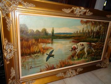*Grote prachtige gesigneerde schilderij met zéér mooie kader beschikbaar voor biedingen