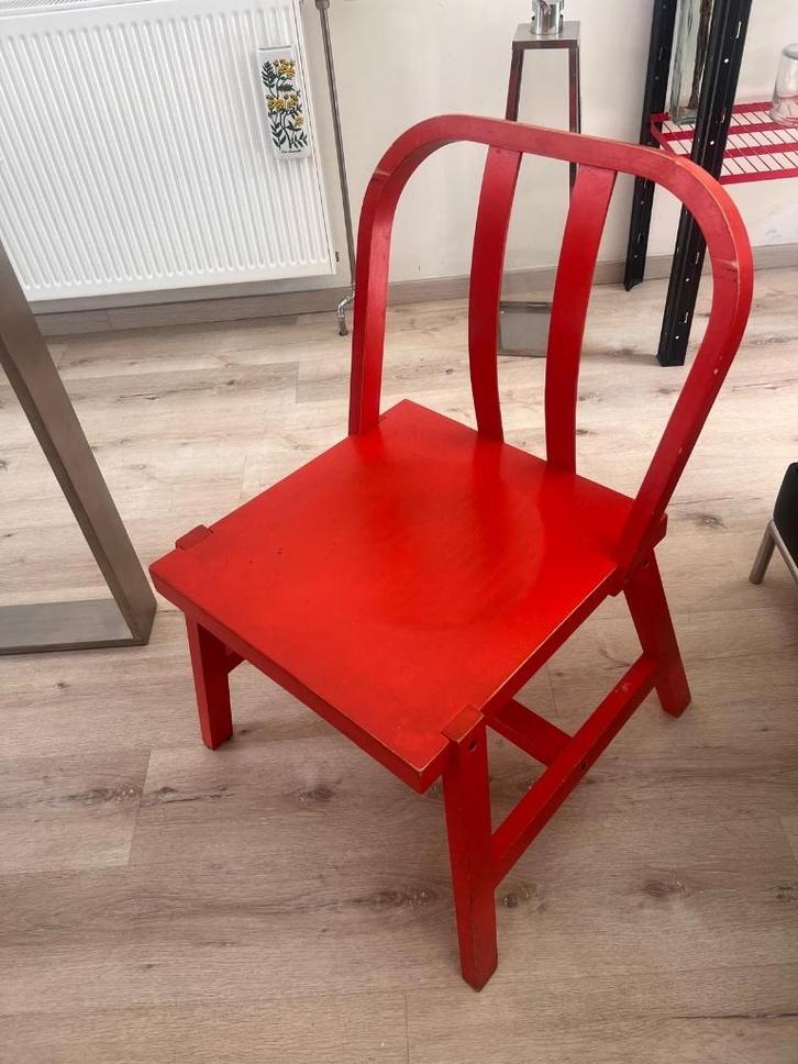 2 vintage ikea ps 99 hout stoelen, Huis en Inrichting, Stoelen, Gebruikt, Twee, Hout, Rood, Ophalen