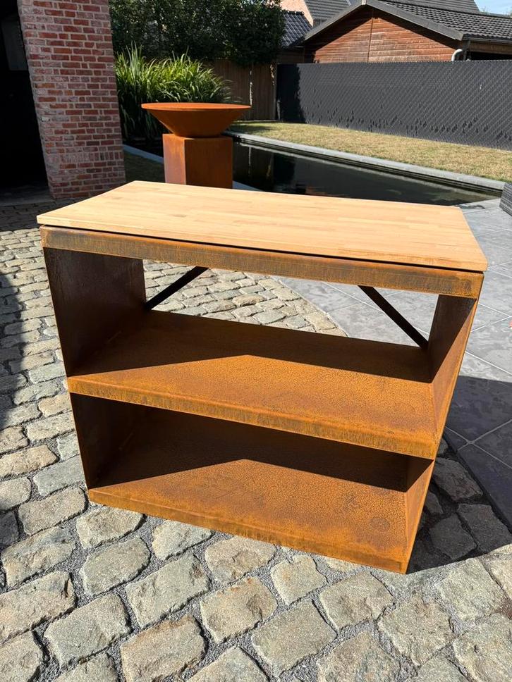 Bijzettafel cortenstaal (nieuw), Jardin & Terrasse, Accessoires pour le barbecue, Neuf, Enlèvement