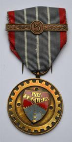 Medaille, Via Secura, 5 jaar dienst, met Bar, Zg, Overige soorten, Ophalen of Verzenden, Lintje, Medaille of Wings