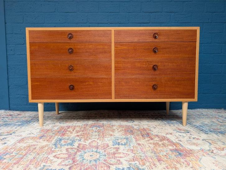 Vintage dubbele ladekast, Borge Mogensen, Deens design, Verzamelen, Retro, Huis en Inrichting, Ophalen
