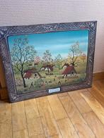 Schilderij op houten paneel, Ophalen