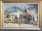 huile sur toile place saint catherine signe henri rowet, Antiek en Kunst, Ophalen