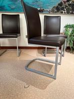3 donkerbruine skai-lederen stoelen, Huis en Inrichting, Ophalen, Zo goed als nieuw