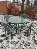Tuintafel met stoelen, Tuin en Terras, Ophalen, 4 zitplaatsen, Kunststof, Zo goed als nieuw