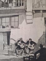 Grote ets van Charles Swyncop Gitaarspelers, Antiek en Kunst, Ophalen of Verzenden