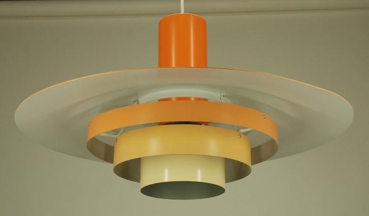 Vintage 1970's groot formaat, Ø 60 cm. Deense hanglamp, Huis en Inrichting, Woonaccessoires | Overige, Verzenden