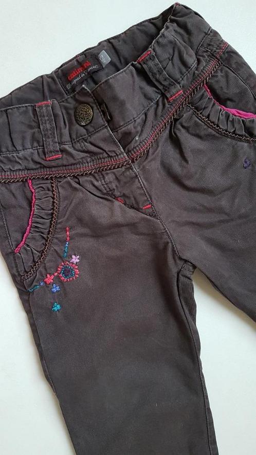 CATIMINI - Pantalon brun fleurs brodées - T.12 mois, Enfants & Bébés, Vêtements de bébé | Taille 74, Utilisé, Fille, Pantalon