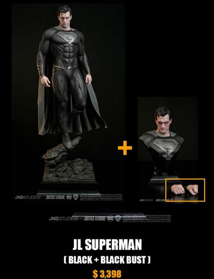 Superman Henry Cavill Black Suit Version 1/3 + Bust JND New!, Verzamelen, Film en Tv, Nieuw, Film, Beeldje, Replica of Model, Ophalen