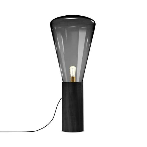MUFFINS WOOD 04 - SMOKE GREY - BLACK OAK - BLACK CORD, Huis en Inrichting, Lampen | Tafellampen, Nieuw, 75 cm of meer, Glas, Hout