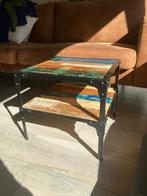Bijzettafel, industriël look met zwarte ijzeren frame, Huis en Inrichting, Tafels | Bijzettafels, Ophalen, Minder dan 45 cm, Minder dan 55 cm